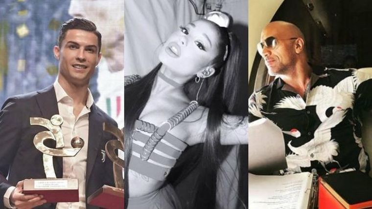 El podio: Cristiano, Ariana y The Rock.