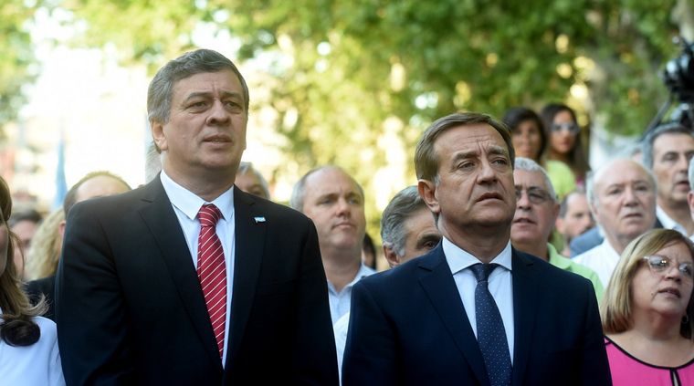 Daniel Orozco, intendente de Las Heras, junto al gobernador Suarez