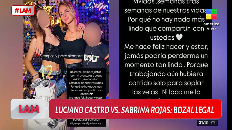 Luciano Castro recurrirá a la Justicia tras las publicaciones de Sabrina Rojas. Foto: captura de video/ América TV. Luciano Castro recurrirá a la Justicia tras las publicaciones de Sabrina Rojas. Foto: captura de video/ América TV. 