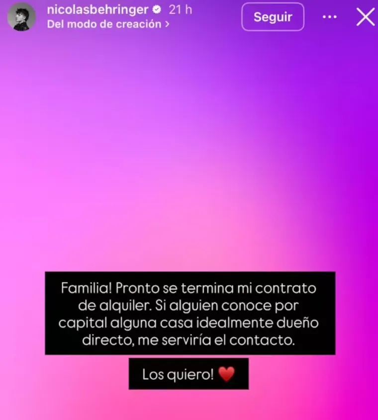 Nicolás Behringer en Instagram. Nicolás Behringer en Instagram.