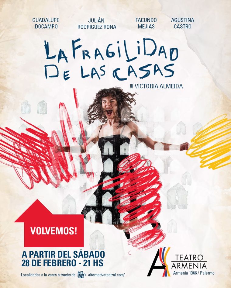 La fragilidad de las casas vuelve el 28 de febrero al Teatro Armenia. La fragilidad de las casas vuelve el 28 de febrero al Teatro Armenia.