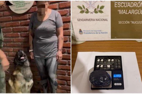El can Mambo junto a la mujer detenida con cocaína. El can Mambo junto a la mujer detenida con cocaína.