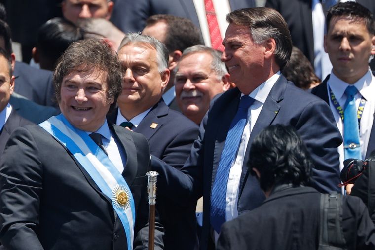 Javier Milei y Jair Bolsonaro en Buenos Aires el 10 de diciembre de 2023 Foto: NA