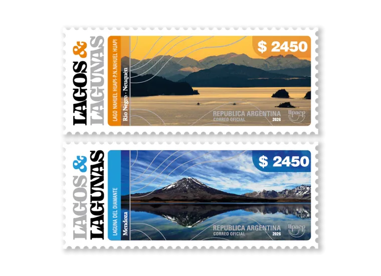 La Laguna del Diamante y el Lago Nahuel Huapi ocupan un lugar central en la nueva colección de sellos. La Laguna del Diamante y el Lago Nahuel Huapi ocupan un lugar central en la nueva colección de sellos.