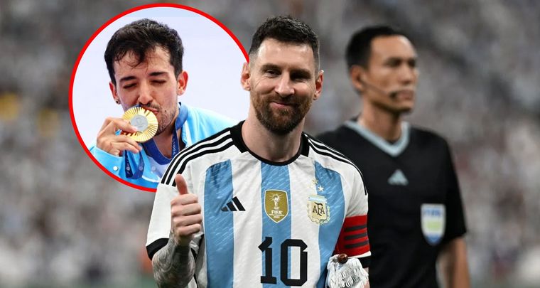 Messi y su saludo al Maligno Torres. Foto: Captura