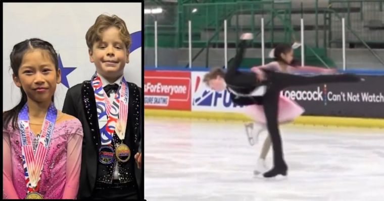 Los patinadores y compañeros Angela Yang y Sean Kay estuvieron entre las víctimas del accidente aéreo Foto: Captura de video