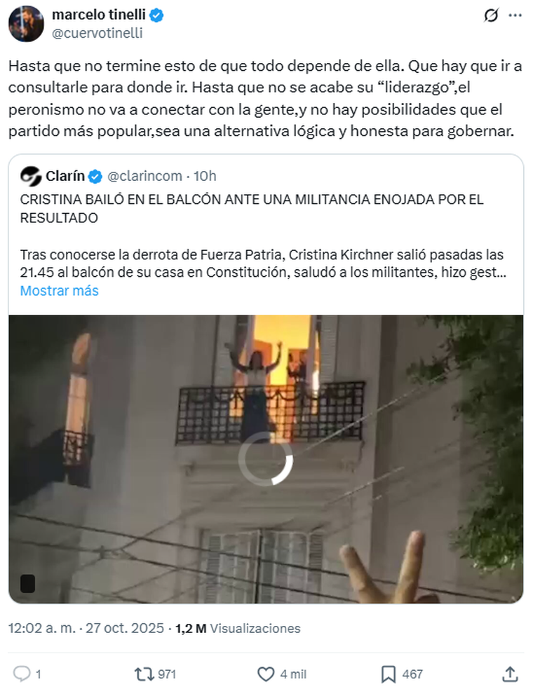 Marcelo Tinelli arremetió contra Cristina Fernández de Kirchner y su rol en el peronismo. Marcelo Tinelli arremetió contra Cristina Fernández de Kirchner y su rol en el peronismo.