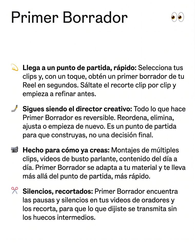 La plataforma Instagram sumó un botón para automatizar los primeros cortes de edición. La plataforma Instagram sumó un botón para automatizar los primeros cortes de edición.