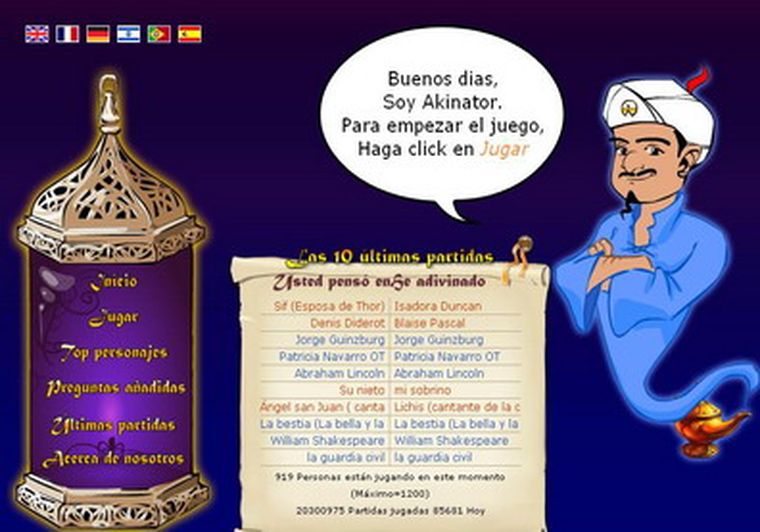 El sitio es muy popular en Argentina y Brasil. Foto: Akinator
