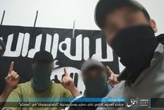 La imagen sobre los presuntos responsables del atentado en Moscú fue difundida este sábado por Amaq Foto: AMAQ