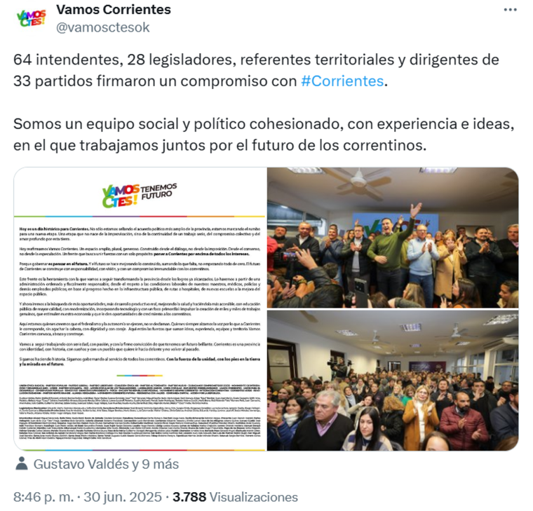 El espacio del Gobernador Gustavo Valdés no competirá junto a La Libertad Avanza. El espacio del Gobernador Gustavo Valdés no competirá junto a La Libertad Avanza.