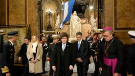 Javier Milei en el Tedeum junto al monseñor Jorge García Cuerva Javier Milei en el Tedeum junto al monseñor Jorge García Cuerva
