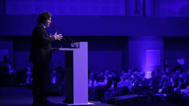 Javier Milei apuntó contra el kirchnerismo en el Congreso del IAEF.&nbsp;