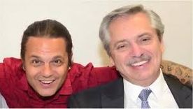 El sindicalista Marcelo Peretta, quien agredió a Eduardo Feinmann, con Alberto Fernández