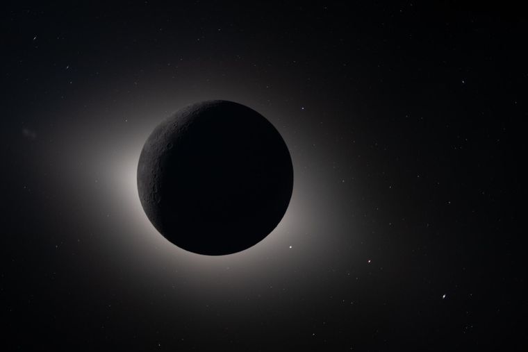 Esta imagen muestra a la Luna eclipsando completamente al Sol Esta imagen muestra a la Luna eclipsando completamente al Sol