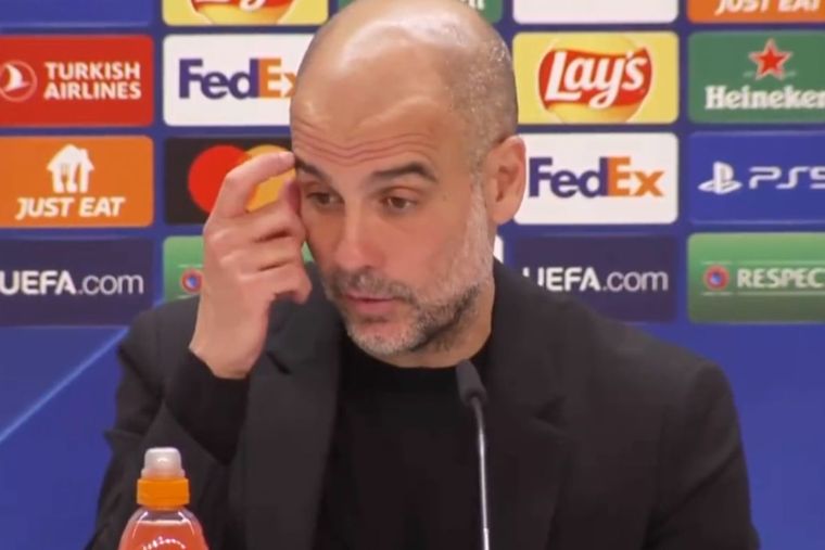 A Guardiola no le gustó una pregunta que daba como favorito a Manchester City ante Real Madrid Foto: Sky Sports