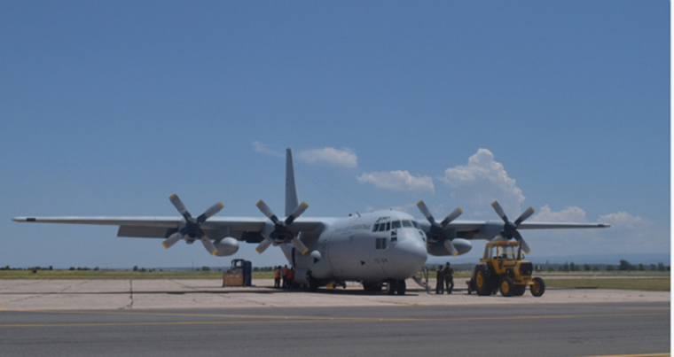 Un Hércules de la Fuerza Aérea parte hacia Tel Aviv. Foto: X @alerta140