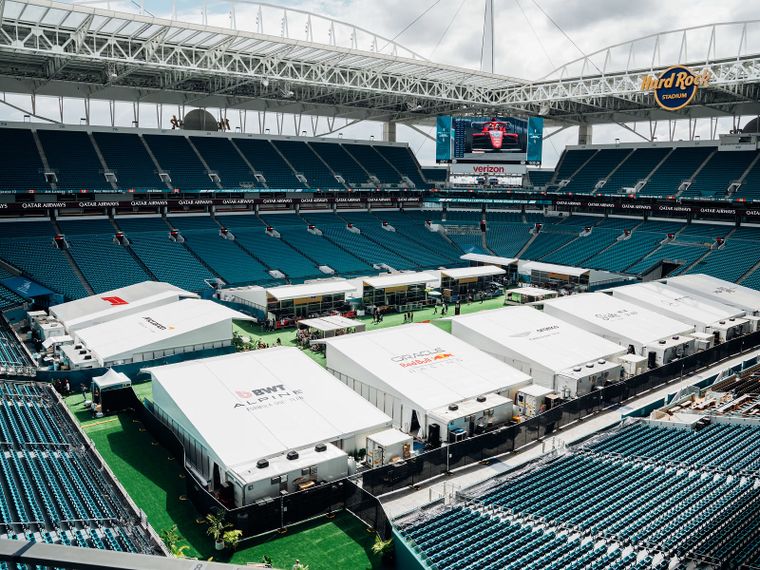 El predio que recibe el GP de Miami se prepara para otro evento global con una transformación logística compleja.