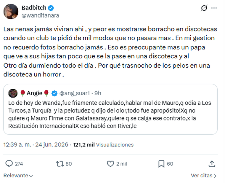 Wanda Nara apuntó contra Mauro Icardi. Wanda Nara apuntó contra Mauro Icardi.
