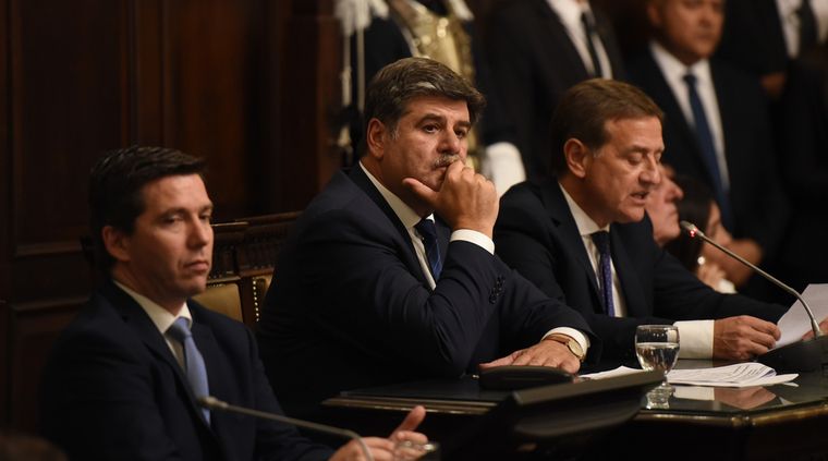 Rodolfo Suarez durante su discurso de asunción.