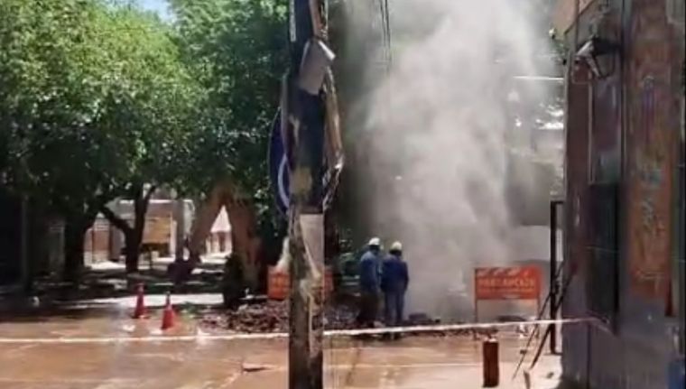 La fuga de gas fue frente al club Andes Talleres. Foto: Gentileza