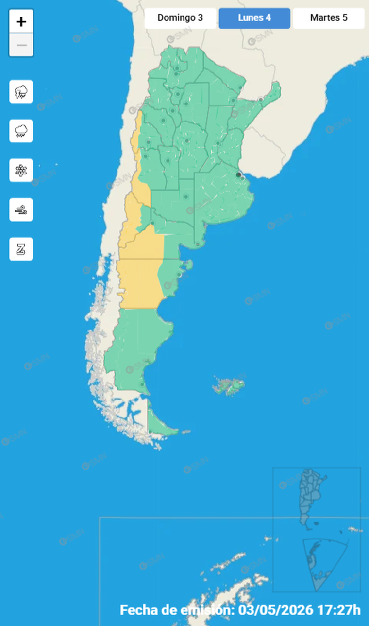 El pronóstico indica que cinco provincias estarán bajo alerta por vientos intensos. El pronóstico indica que cinco provincias estarán bajo alerta por vientos intensos.