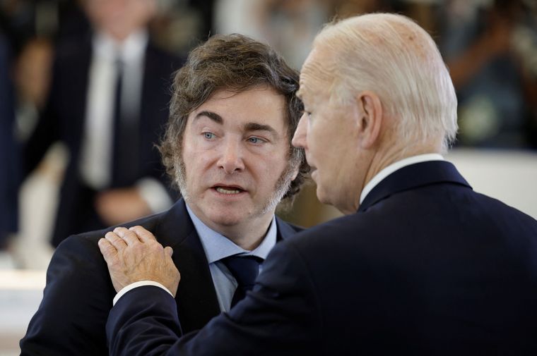Javier Milei y Joe Biden estuvieron hablando durante varios minutos Foto: NA