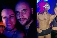 noche agitada: pampita de fiesta, rodeada de strippers