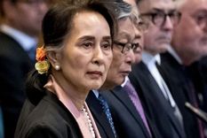 Aung San Suu Kyi durante la primera audiencia por el juicio de genocidio que se realiza en La Haya en contra de Myanmar, que está acusado de genocidio de la minoría étnica Rohingya. Foto: Getty