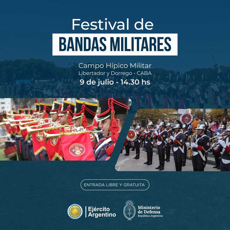 El miércoles 9 de julio se llevará a cabo el Festival de las Bandas Militares. 