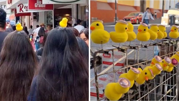 El insólito significado detrás de los patitos en la cabeza que son furor Foto: Fotos de Twitter.