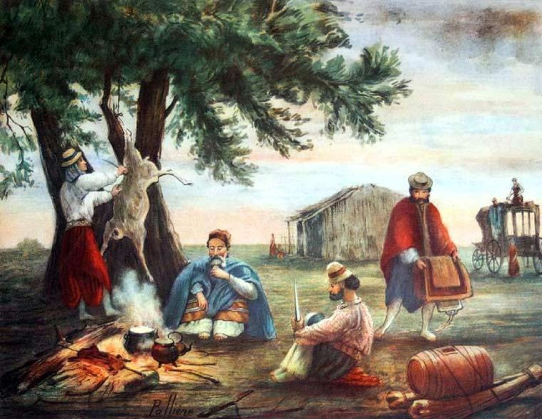 Una posta en la llanura pampeana, alrededor de 1858. Foto: Juan León Pallière.