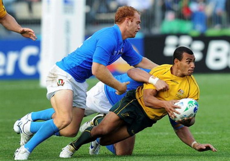 García, con la camiseta azurra, en el partido de hoy ante Australia. Foto: EFE