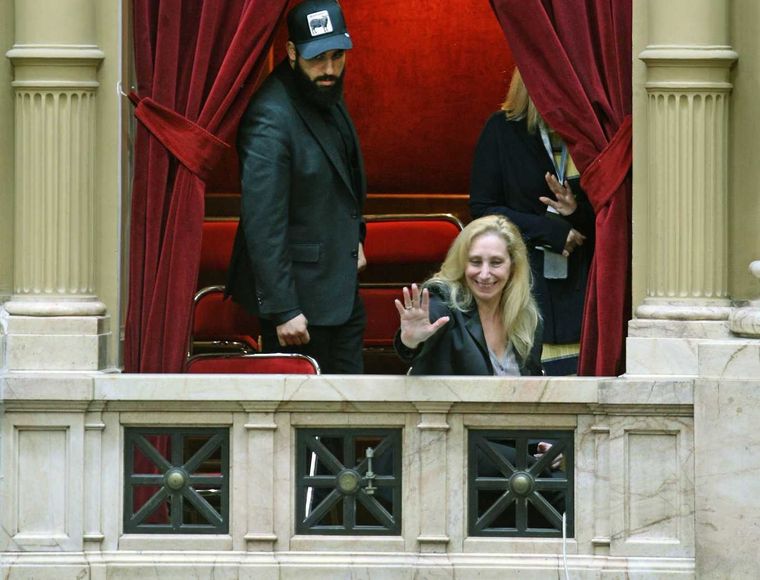 Karina Milei en el palo presidencial del Congreso Foto: NA