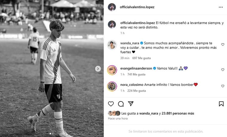 El posteo de Valentino tras la operación de rodilla. El posteo de Valentino tras la operación de rodilla.