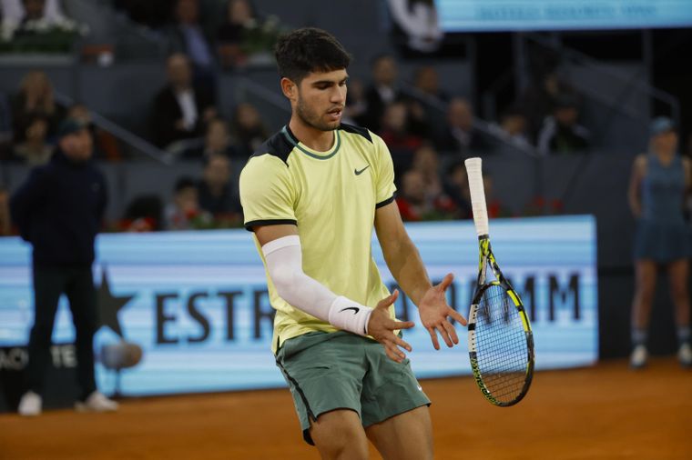 Alcaraz se despidió en los cuartos de final de Madrid. Foto: @MutuaMadridOpen