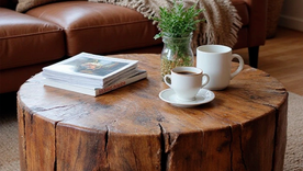 Mesa de tronco. El estilo grunge es ecológico y aquí muestra un mueble con historia en un entorno natural. Foto: eltoquedeco.com Mesa de tronco. El estilo grunge es ecológico y aquí muestra un mueble con historia en un entorno natural. Foto: eltoquedeco.com