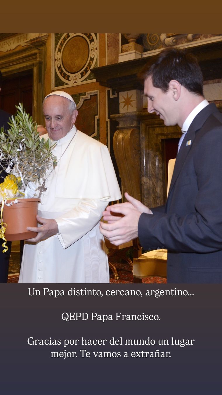 Messi se despidió del papa Francisco en redes sociales. Foto: @leomessi