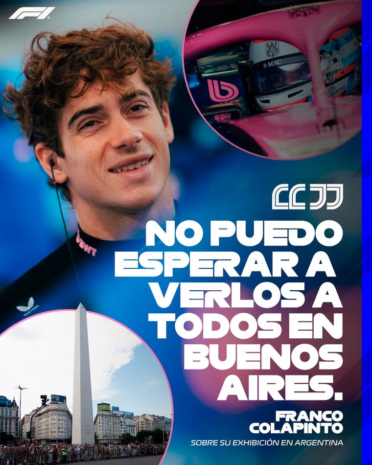 Franco Colapinto se presentará en Buenos Aires con un Fórmula 1 en un evento especial para los fanáticos. Franco Colapinto se presentará en Buenos Aires con un Fórmula 1 en un evento especial para los fanáticos.