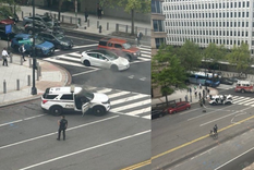 Así se vio el automóvil del Servicio Secreto estadounidense prendiéndose fuego, horas antes del encuentro entre Trump y Netanyahu.