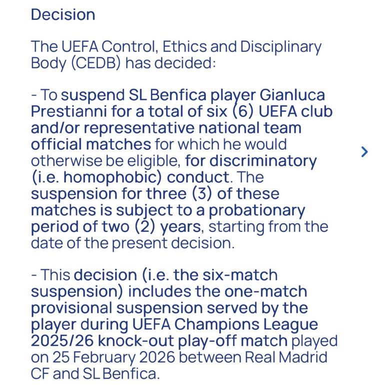 Seis fechas para Prestianni por insultos a Vinícius: la UEFA lo sanciona y pide extender el castigo (Foto: X @GerGarciaGrova) Seis fechas para Prestianni por insultos a Vinícius: la UEFA lo sanciona y pide extender el castigo (Foto: X @GerGarciaGrova)