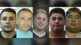 De izquierda a derecha, los cinco condenados: Gustavo Rivero, Cristian Rivero, Walter Sáez, Maximiliano Martínez Llaneza y Ricardo Andrada. Foto: MDZ.