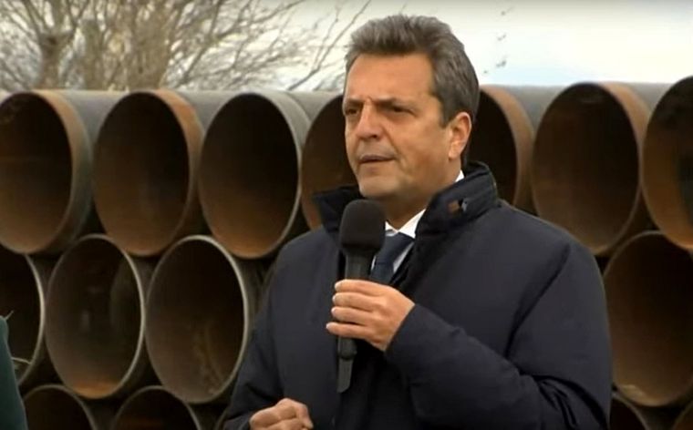 Sergio Massa inaugura las obras del gasocuto del Norte Foto: Captura de pantalla, transmisión oficial