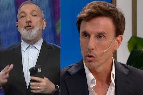 Furioso cruce entre Moritán y Duggan. Fotos: capturas de video/ C5N/ El Trece. Furioso cruce entre Moritán y Duggan. Fotos: capturas de video/ C5N/ El Trece.