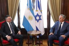 El canciller israelí Gideon Saar y su par argentino Pablo Quirno.