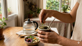 Tomar mate con hierbas. Tomar mate con hierbas.