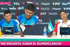 Marcos Rojo sonrió al escuchar la pregunta del periodista partidario de River para Nacho Fernández. Foto: captura TyC Sports Marcos Rojo sonrió al escuchar la pregunta del periodista partidario de River para Nacho Fernández. Foto: captura TyC Sports