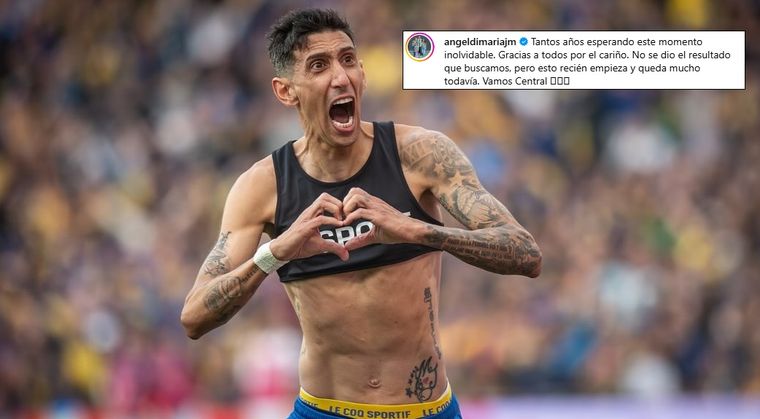 El mensaje de Ángel Di María tras su regreso a Rosario Central El mensaje de Ángel Di María tras su regreso a Rosario Central