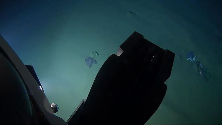 El submarino, en el fondo de la fosa. Foto: Caladan Oceanic