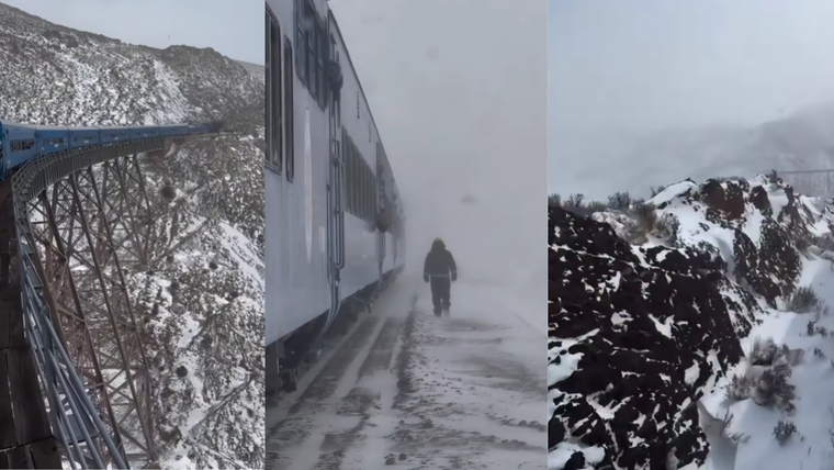 Desde la cuenta oficial de Turismo de Salta compartieron imágenes impactantes del paisaje nevado del Tren de las Nubes.